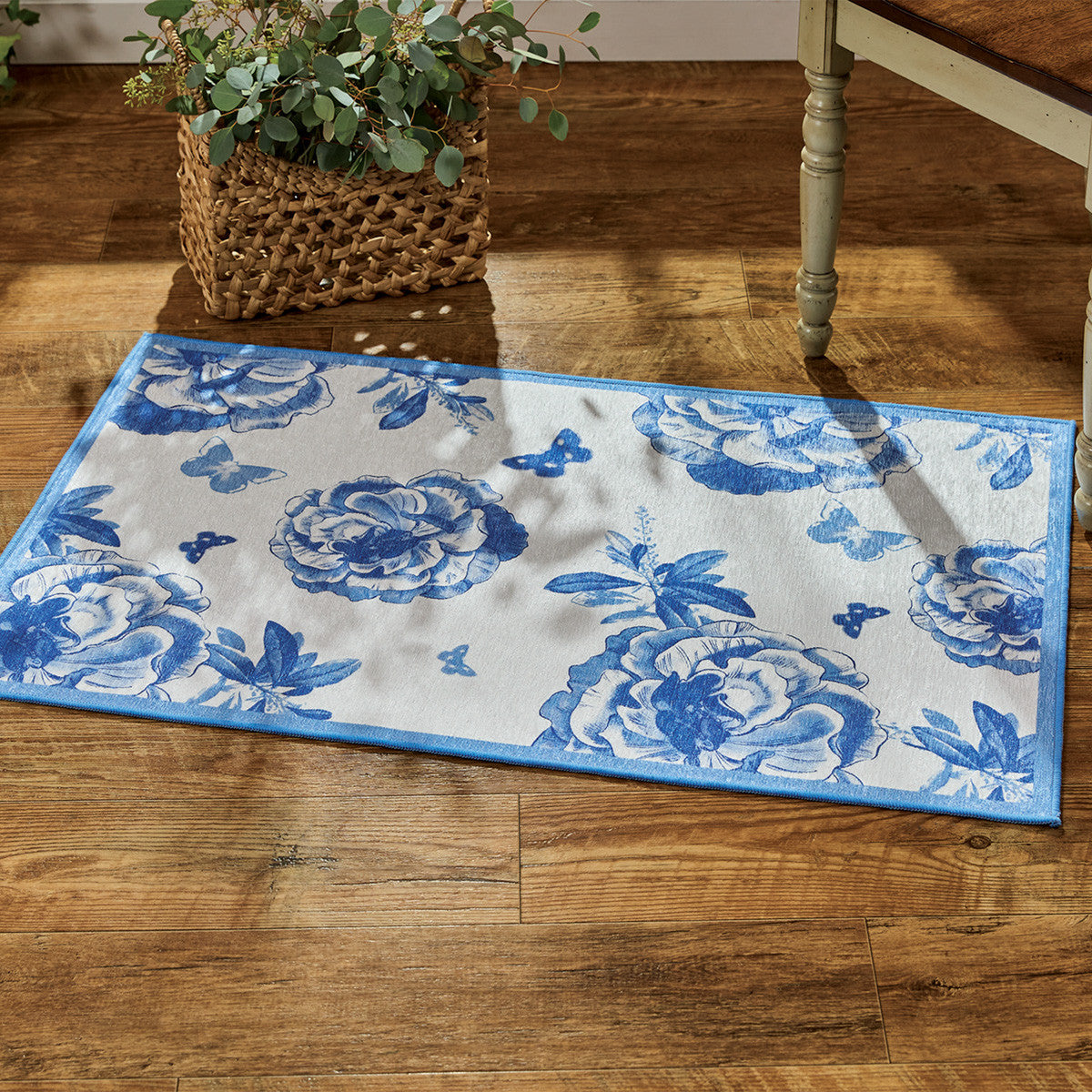 Patricia Heaton Home Florals And Flitters Washable Rug 24" X 38" Blue Set of 2 Park Designs