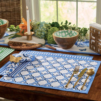 Thumbnail for Patricia Heaton Home Geo Reversible Placemat Blue Set of 12 Park Designs