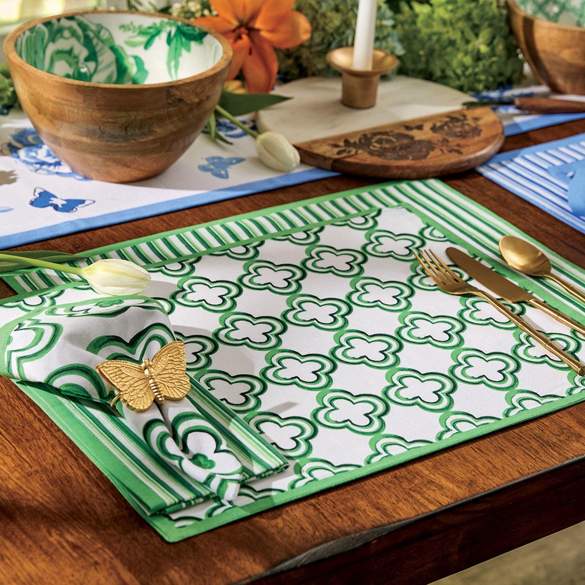 Patricia Heaton Home Geo Printed Napkin Green Set of 12 Park Designs