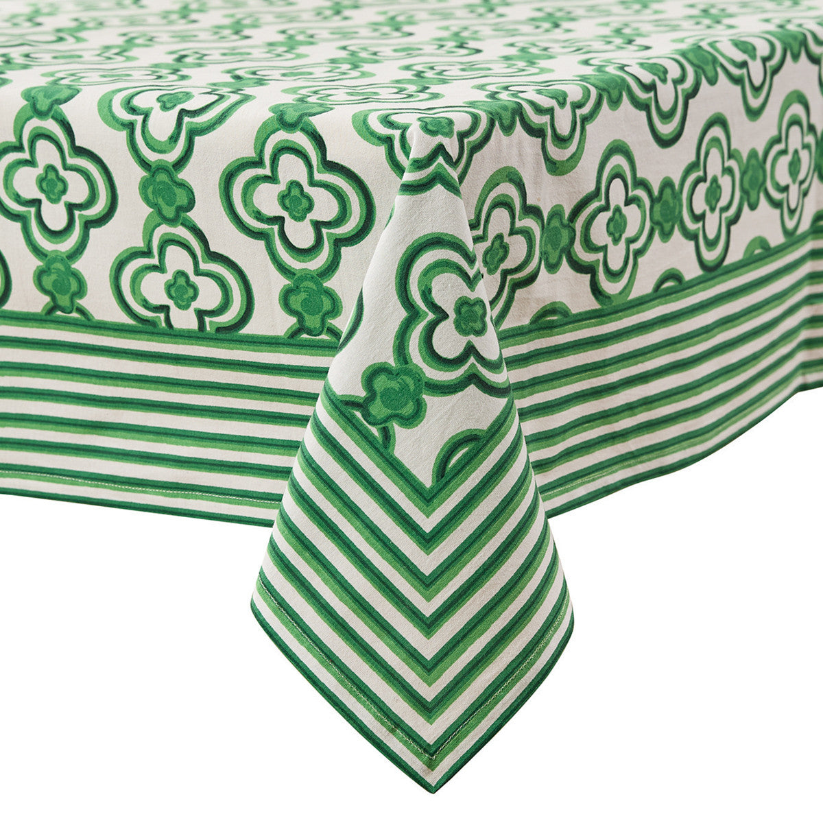Patricia Heaton Home Geo Tablecloth 54" X 54" Green Set of 2 Park Designs