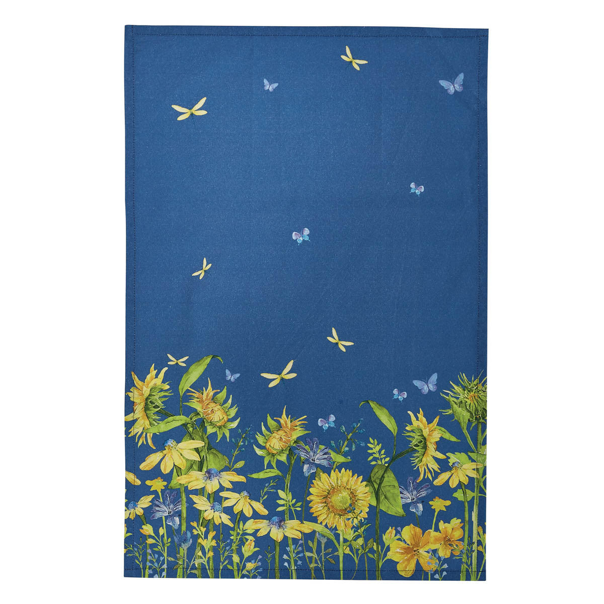 Blue Ground Sunflower Printed Dishtowel Set of 2 Park Designs