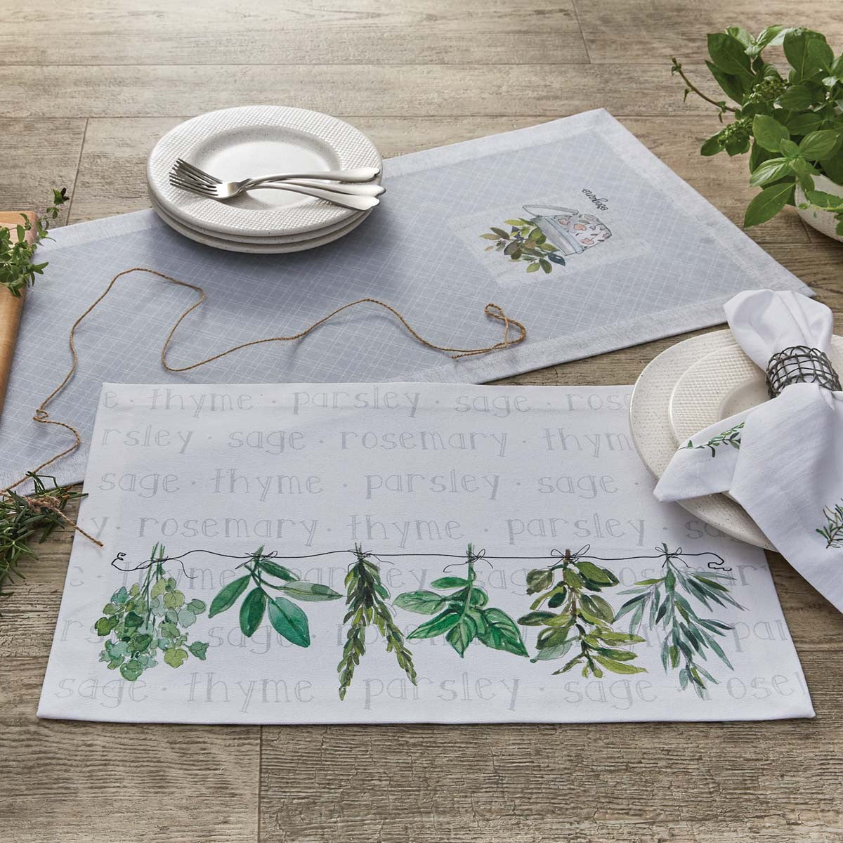 Herb Garden Table Runner 54"L Set of 2 Park Designs