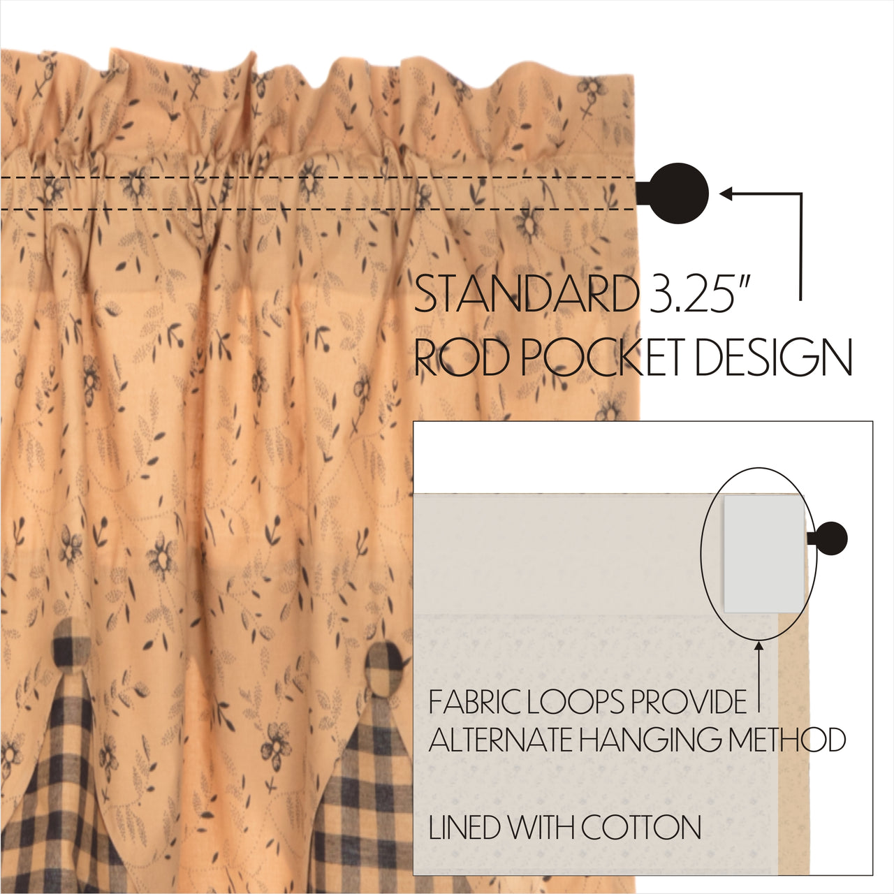 Maisie Tier Curtain Set of 2 L24xW36