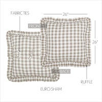 Thumbnail for Annie Buffalo Grey Check Fabric Euro Sham 26x26 VHC Brands