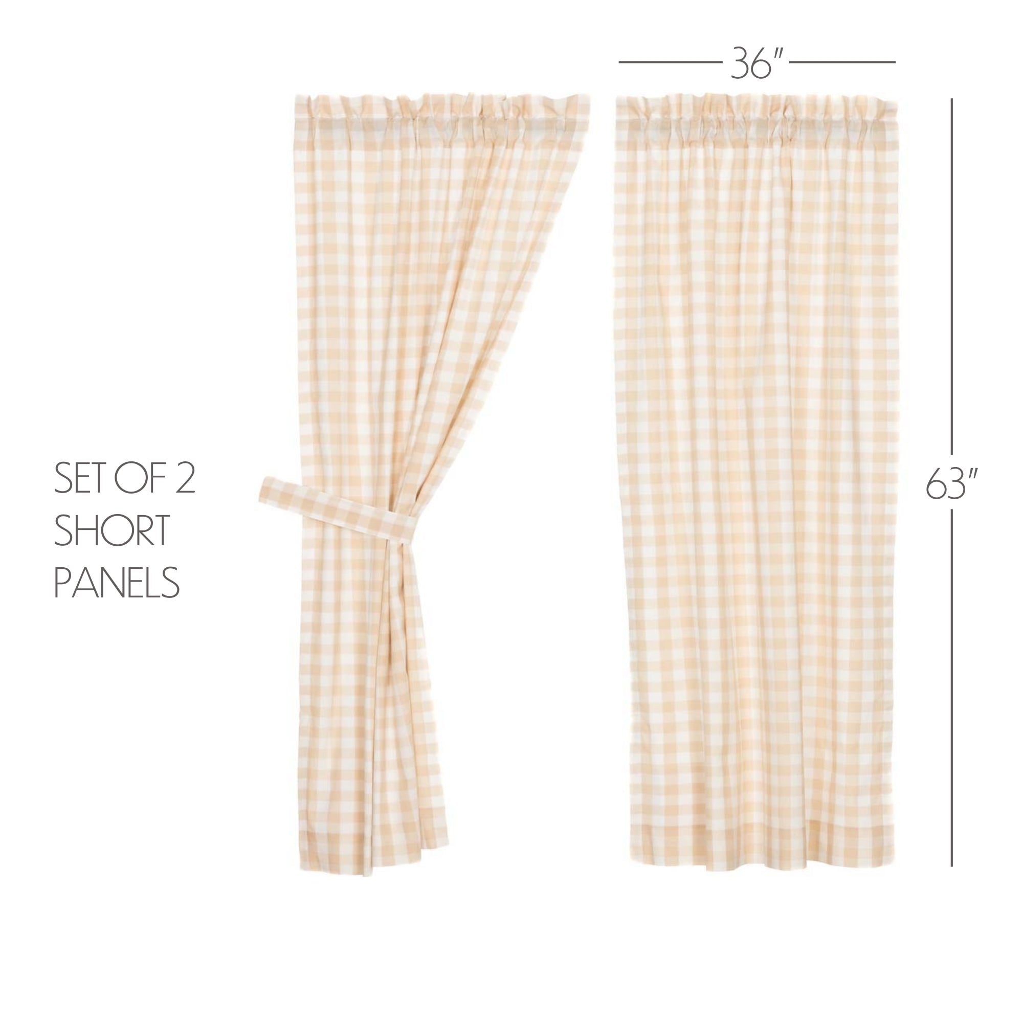Annie Buffalo Tan Check Short Panel Curtain Set of 2 63