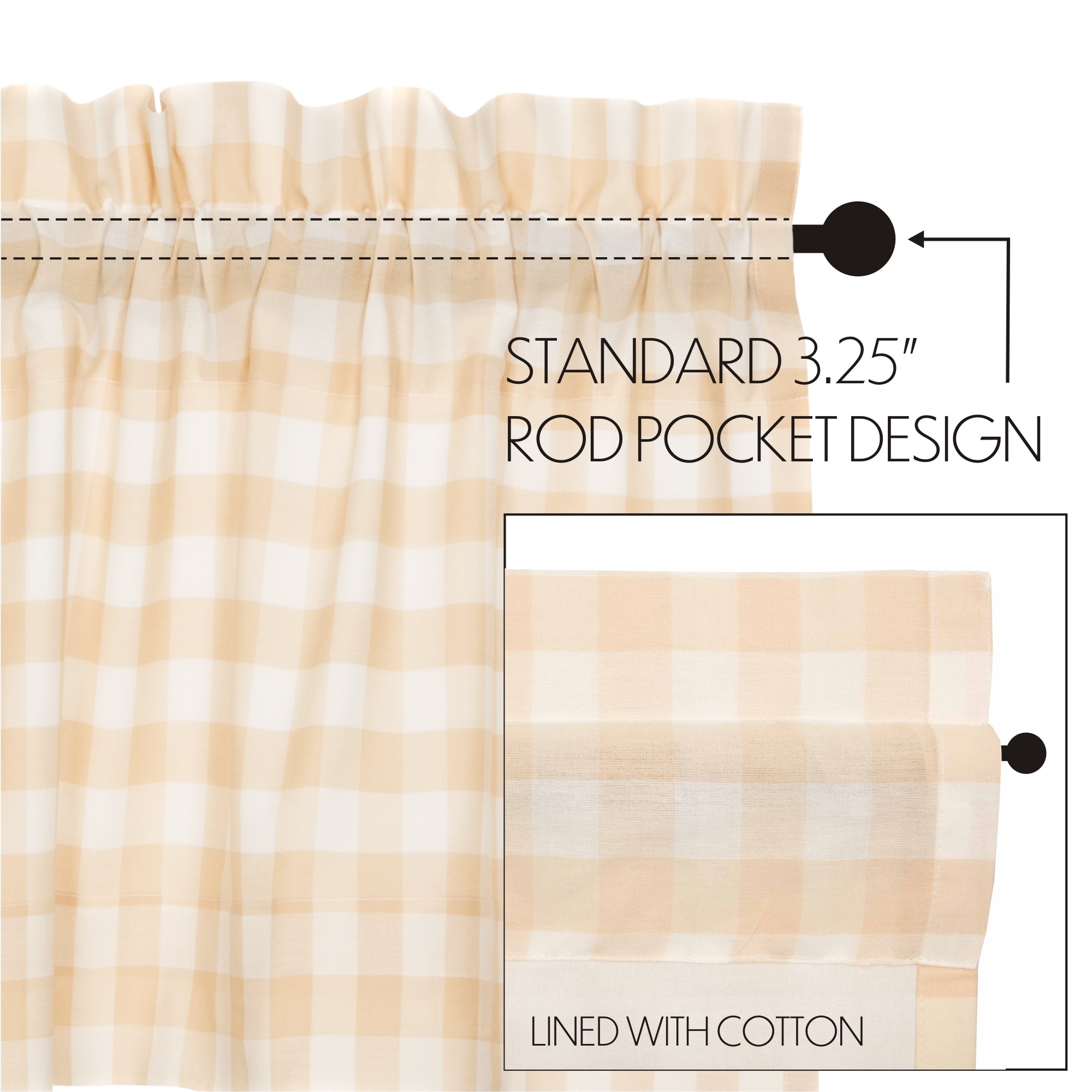 Annie Buffalo Tan Check Short Panel Curtain Set of 2 63