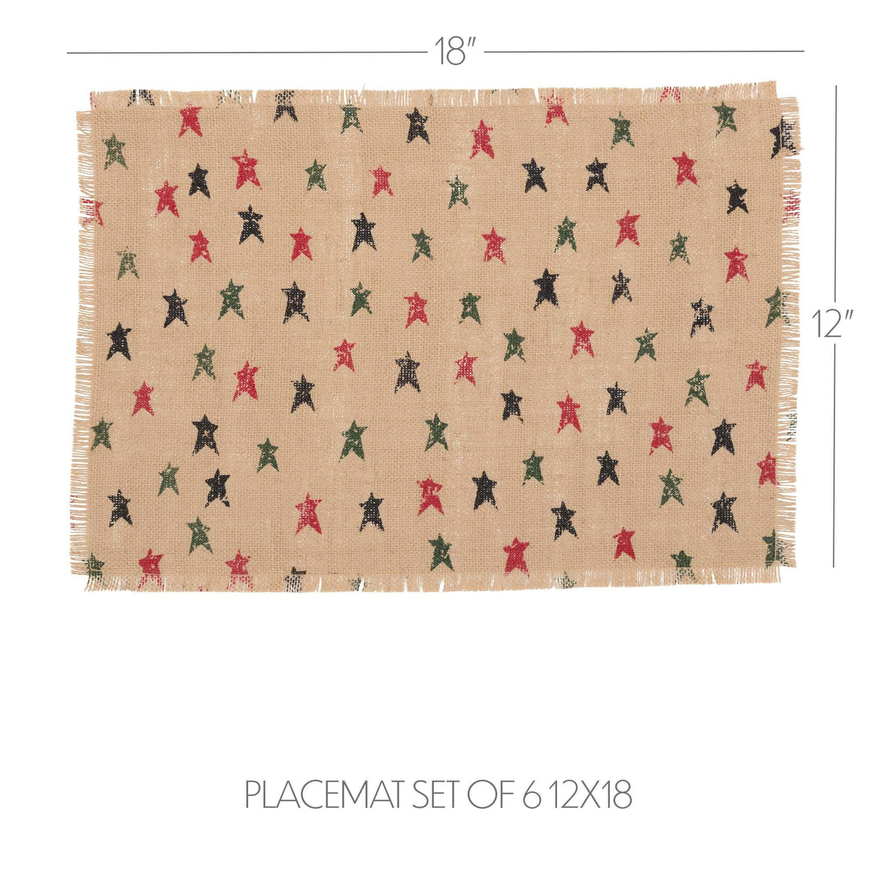 Primitive Star Jute Placemat Set of 6 12x18 VHC Brands - The Fox Decor