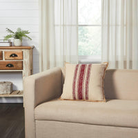 Thumbnail for Vintage Burlap Stripe Red Pillow 18x18 - The Fox Decor