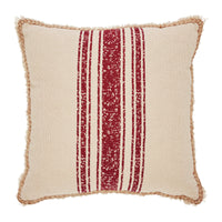 Thumbnail for Vintage Burlap Stripe Red Pillow 18x18