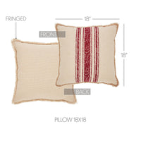 Thumbnail for Vintage Burlap Stripe Red Pillow 18x18