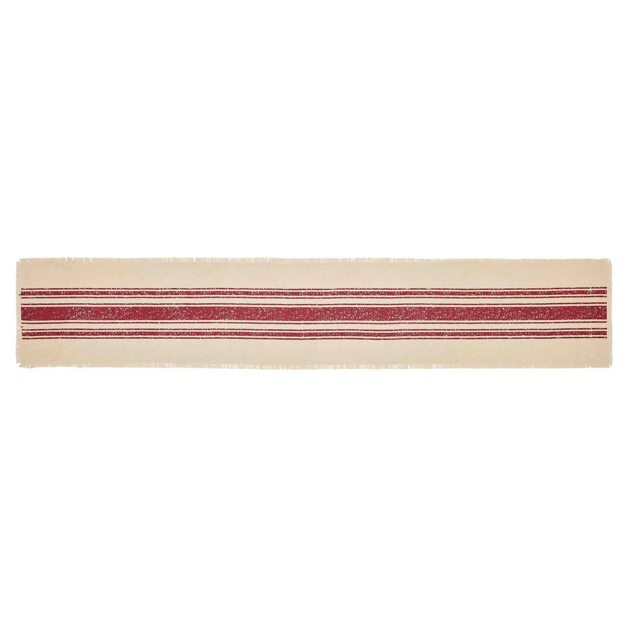 Yuletide Burlap Stripe Red Table Runner 13x72 VHC Brands - The Fox Decor