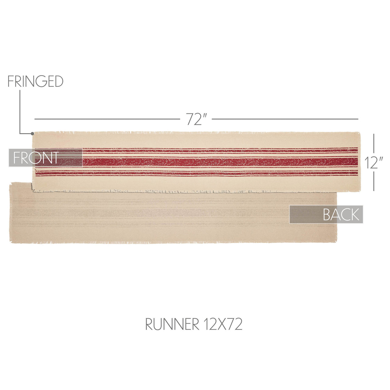 Yuletide Burlap Stripe Red Table Runner 13x72 VHC Brands