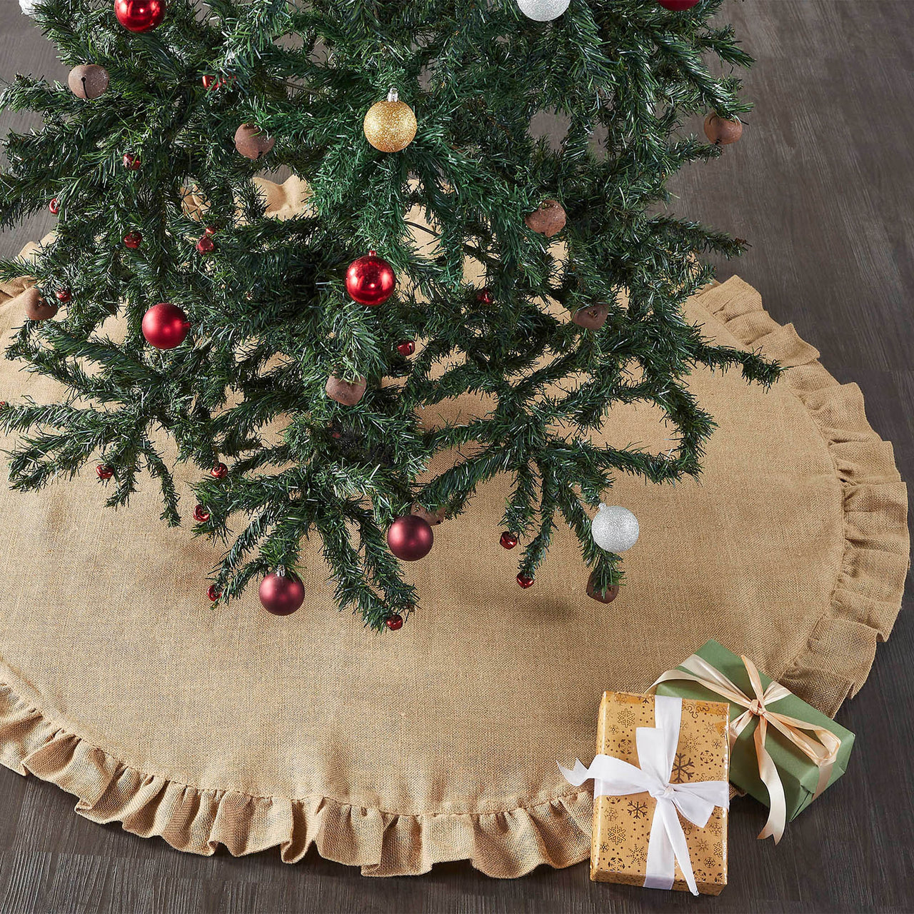 Jute Burlap Natural Christmas Tree Skirt 48 VHC Brands