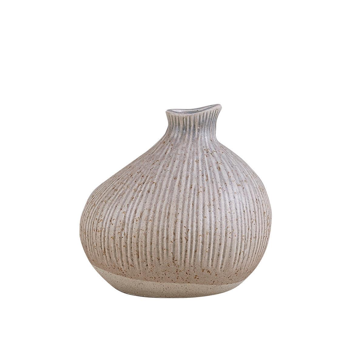 Organic Ribbed Vase - Stone - Short Park Designs