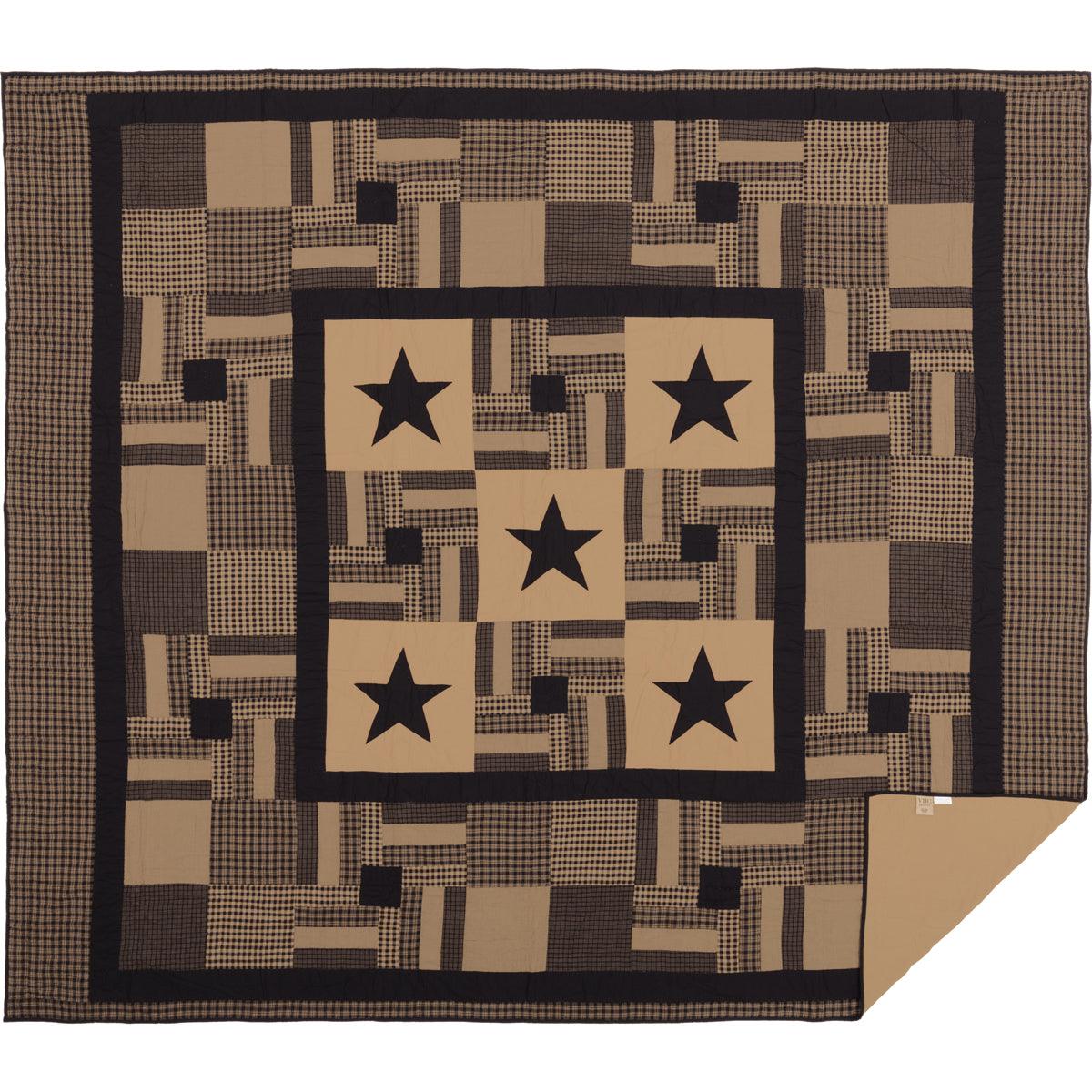 Black Check Star Luxury King Quilt 120Wx105L - The Fox Decor