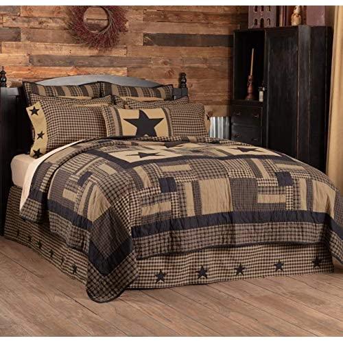 Black Check Star Queen Quilt 90Wx90L - The Fox Decor