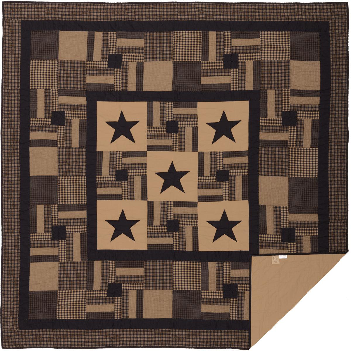 Black Check Star Queen Quilt 90Wx90L - The Fox Decor