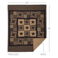 Thumbnail for Black Check Star Twin Quilt 68Wx86L - The Fox Decor
