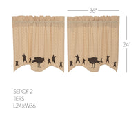 Thumbnail for Kettle Grove Applique Crow and Star Tier Curtain Set of 2 L24xW36
