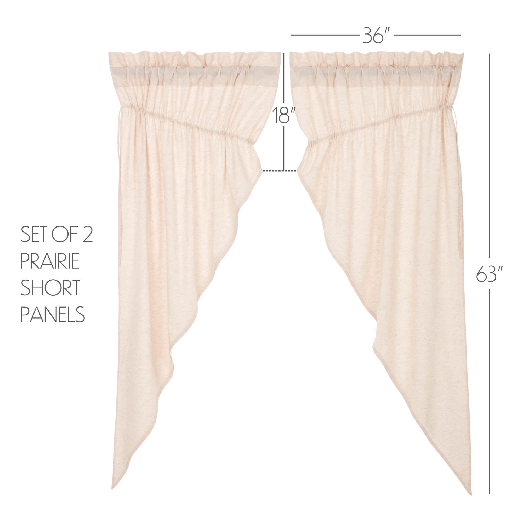 Simple Life Flax Natural Prairie Short Curtain Panel Set of 2 63x36x18 VHC Brands - The Fox Decor