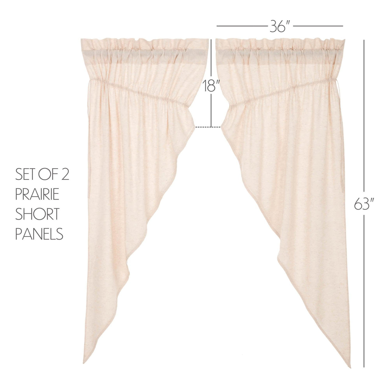 Simple Life Flax Natural Prairie Short Curtain Panel Set of 2 63x36x18 VHC Brands