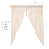 Thumbnail for Simple Life Flax Natural Prairie Short Curtain Panel Set of 2 63x36x18 VHC Brands