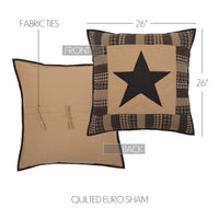 Black Check Star Quilted Euro Sham 26x26 VHC Brands