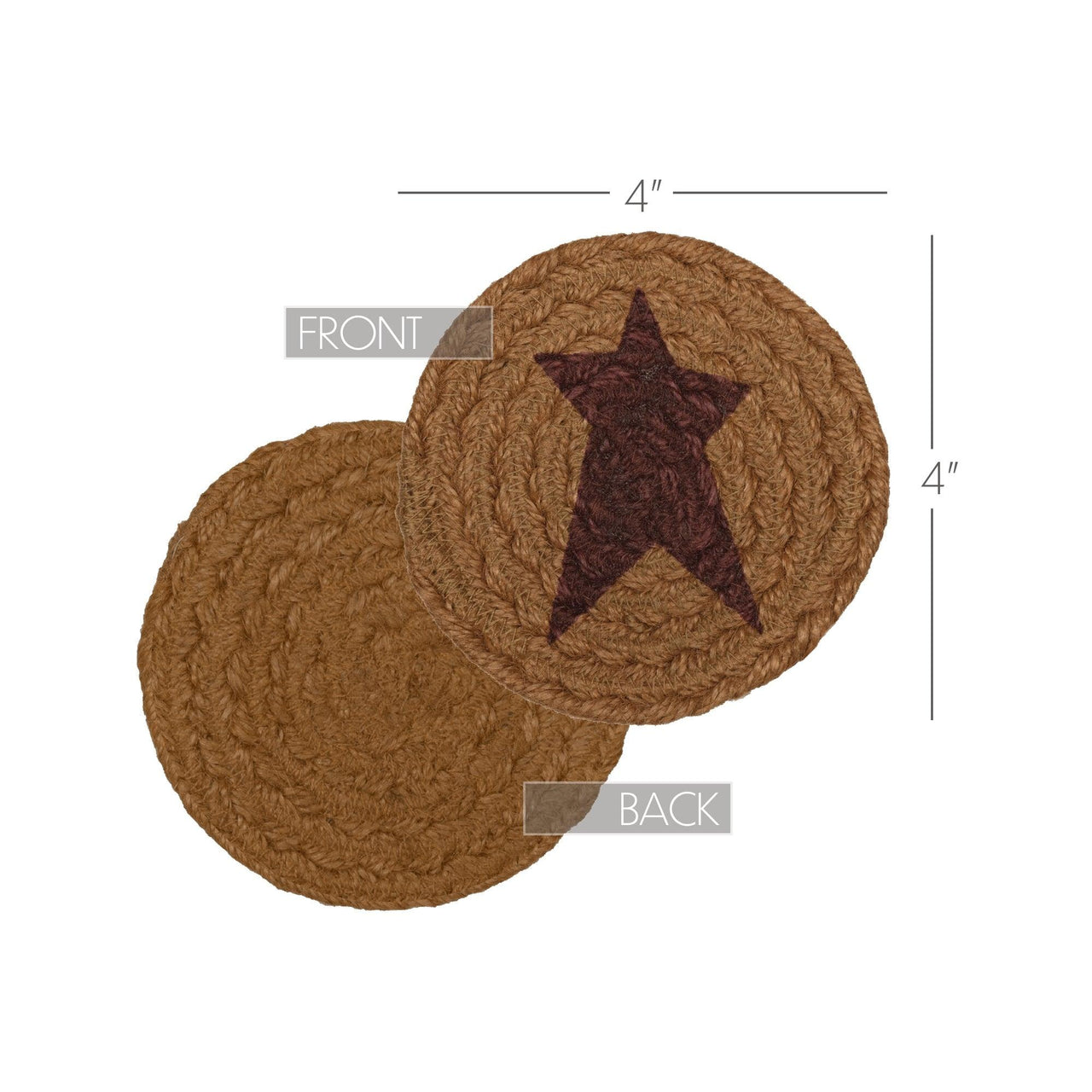 Heritage Farms Star Jute Coaster Set of 6 - The Fox Decor