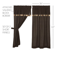 Kettle Grove Short Panel Curtain with Attached Valance Block Border Set of 2 36