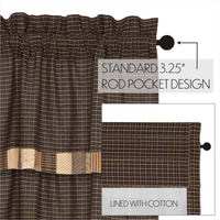 Kettle Grove Short Panel Curtain with Attached Valance Block Border Set of 2 36