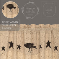 Kettle Grove Short Panel Curtain with Attached Applique Crow and Star Valance Set of 2 63x36 VHC Brands