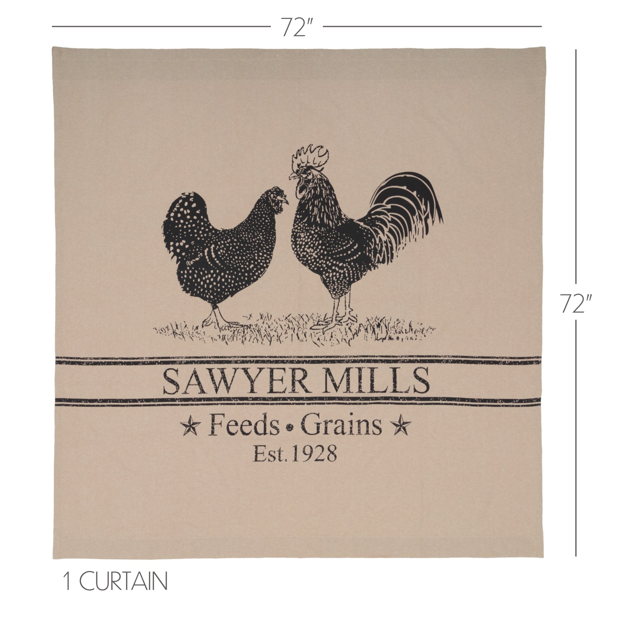 Sawyer Mill Charcoal Poultry Shower Curtain 72