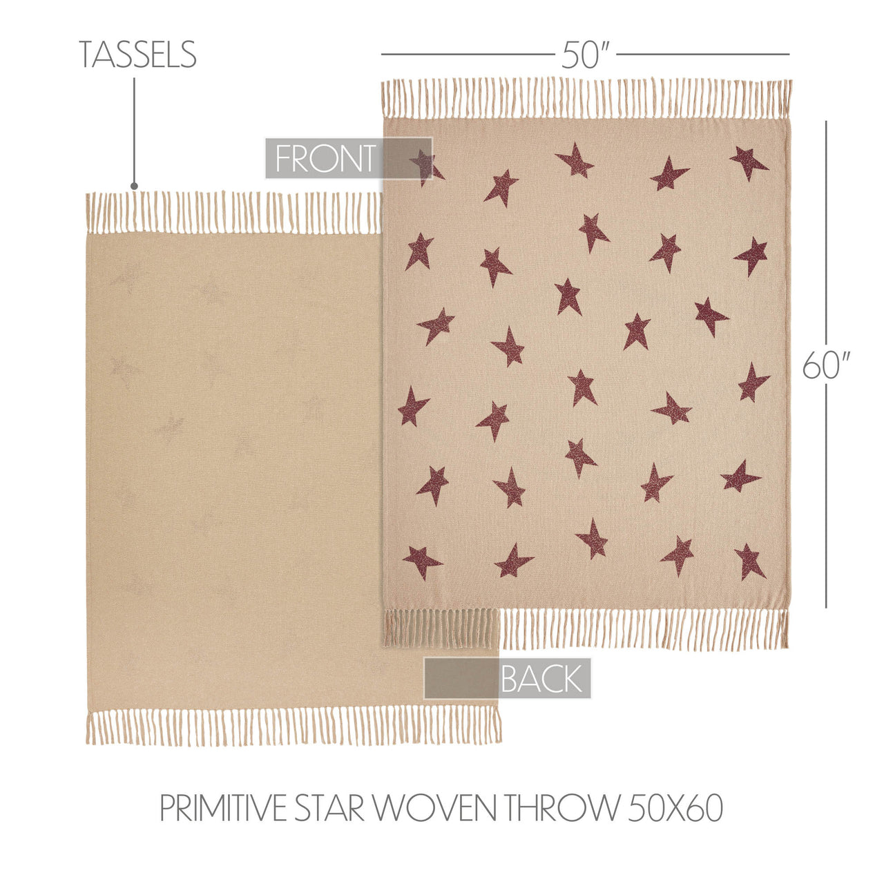 Gable Primitive Star Woven Throw 50"x60" VHC Brands