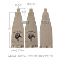Sawyer Mill Charcoal Windmill Button Loop Kitchen Towel Set of 2 VHC Brands - The Fox Decor