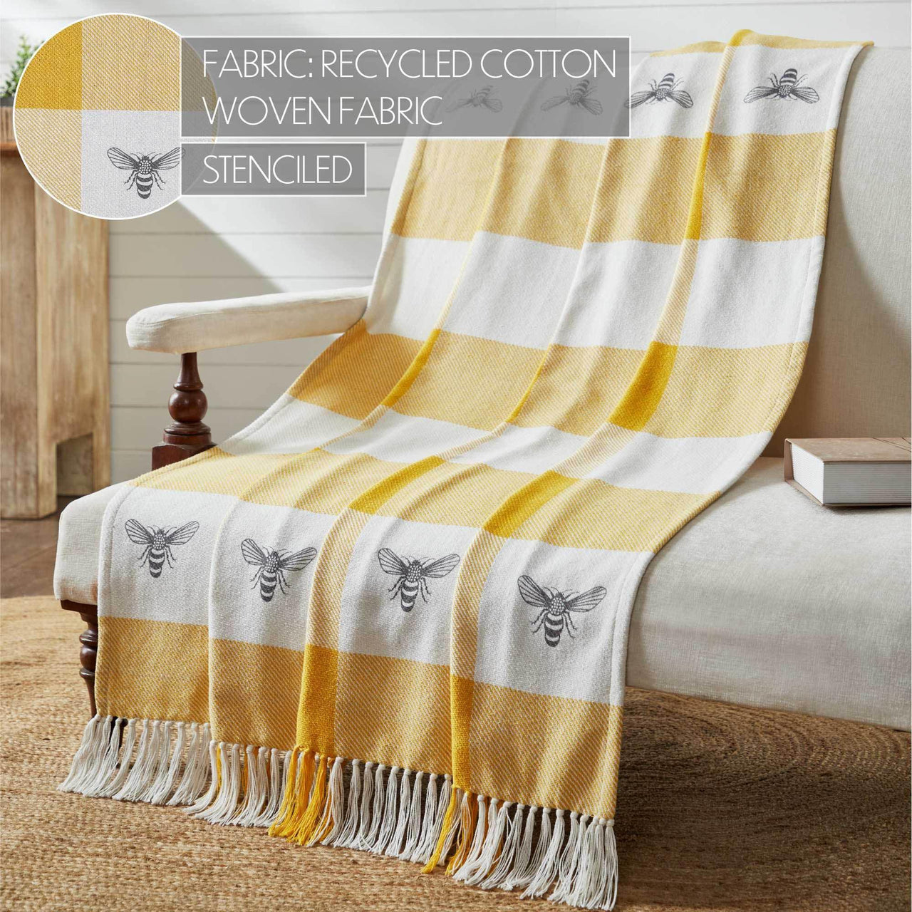 Buzzy Bees Woven Throw 50x60 - The Fox Decor
