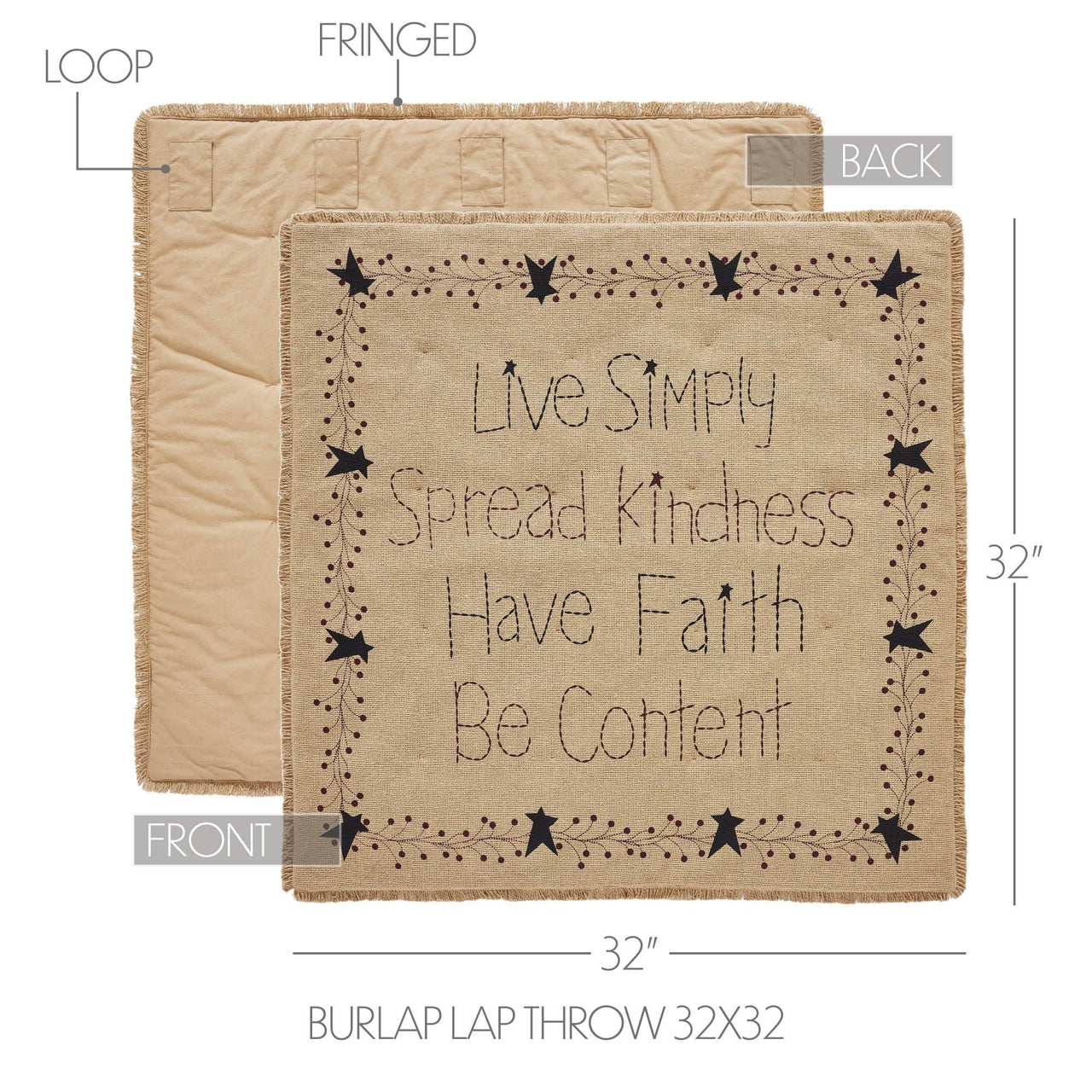 Pip Vinestar Burlap Lap Throw 32Wx32L - The Fox Decor