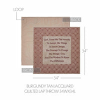 Thumbnail for Custom House Burgundy Tan Jacquard Quilted Lap Throw 34Wx34L - The Fox Decor