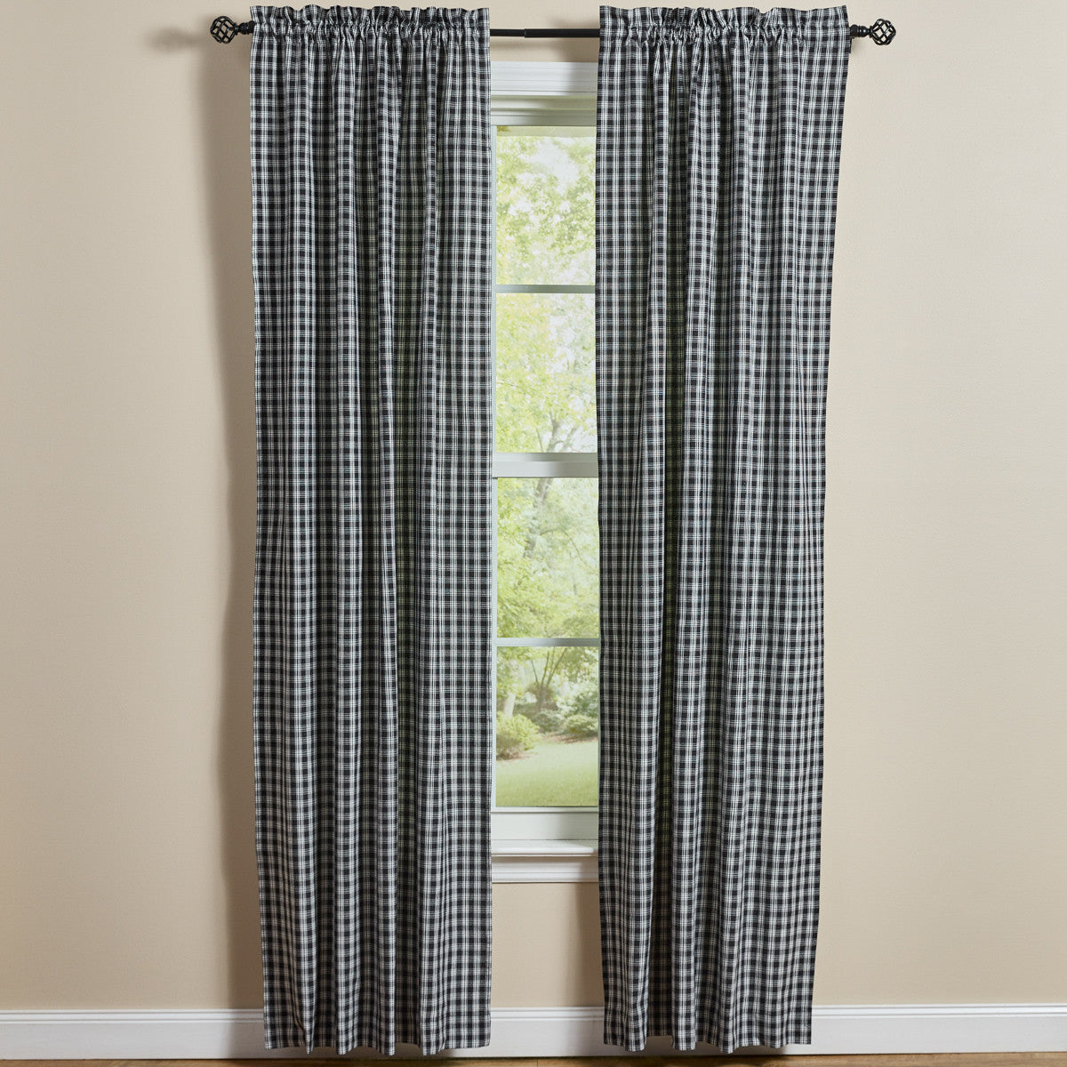Stafford Lined Panel Pair 84"L - Black And Cream Set of 2 Park Designs - The Fox Decor