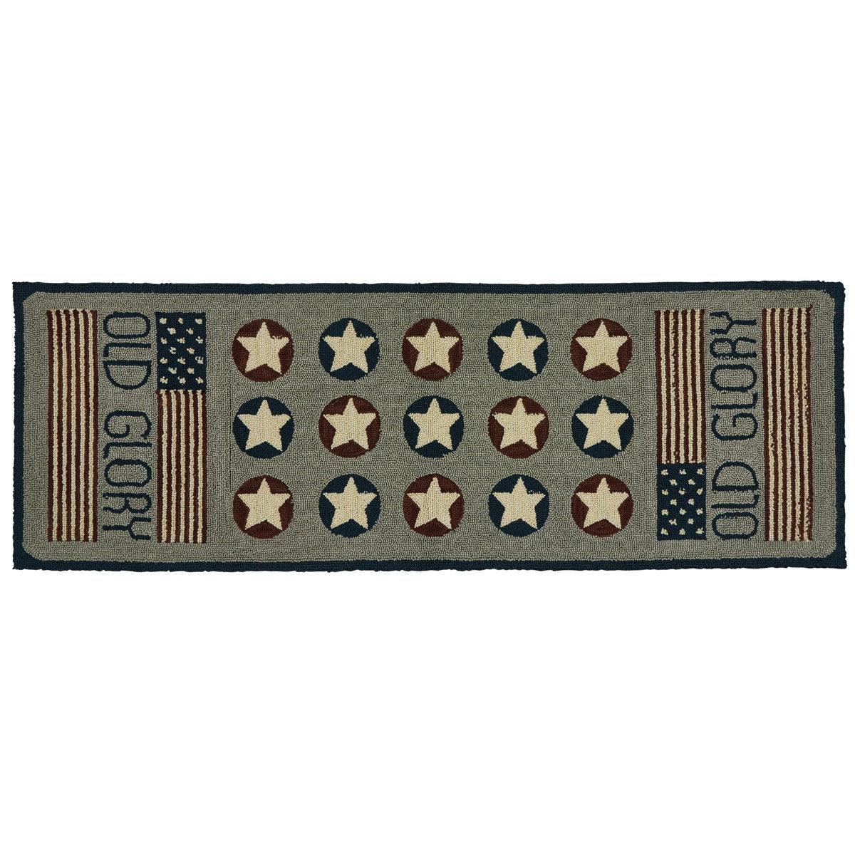 Old Glory Hooked Rug Runner 2' x 6' Park Designs - The Fox Decor