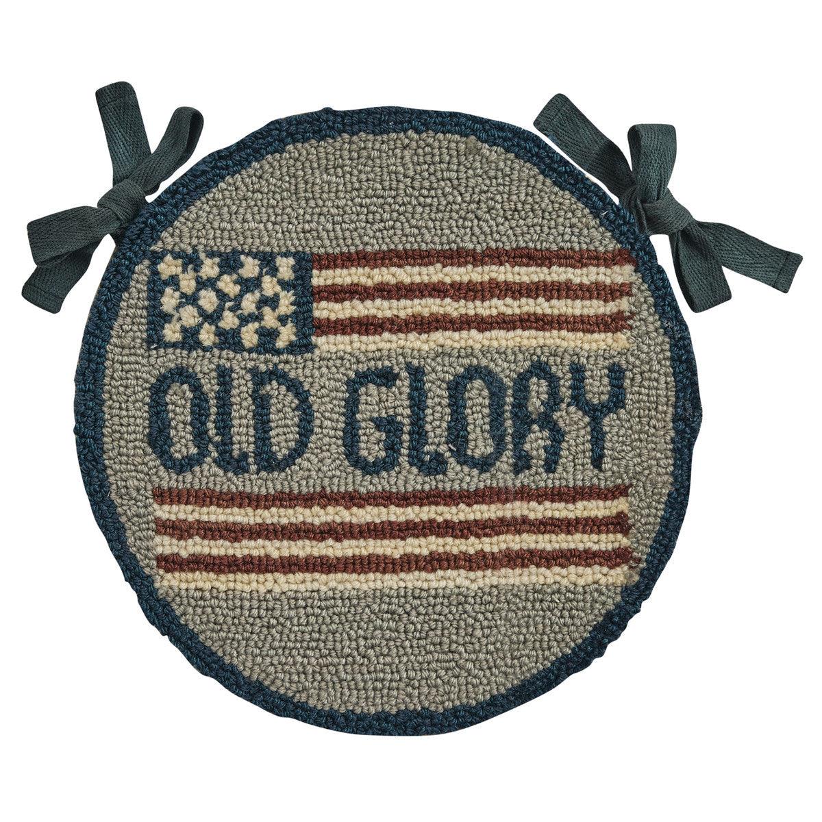 Old Glory Hooked Chair Pad Set of 2 Park Designs - The Fox Decor