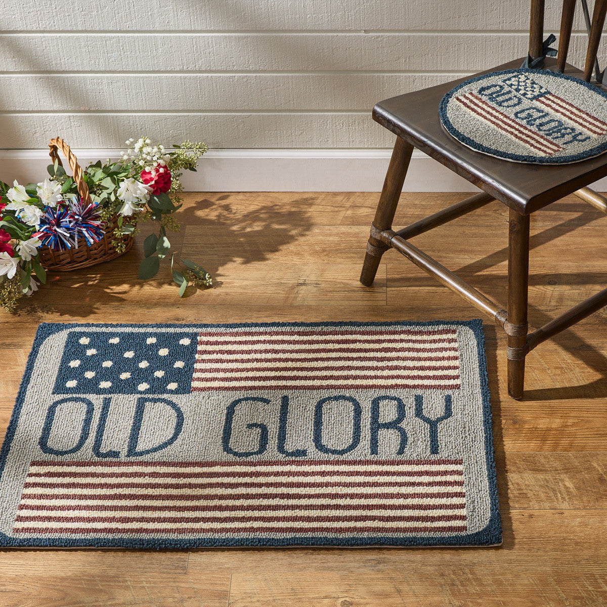 Old Glory Hooked Chair Pad Set of 2 Park Designs