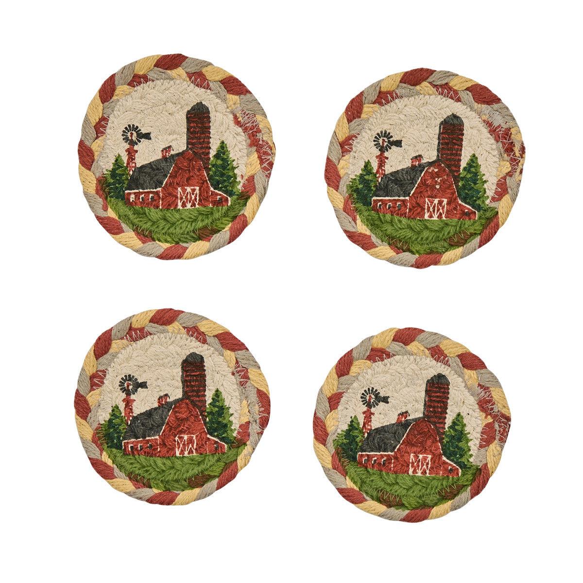 Barn Printed Braided Coasters - Set of 4 Park Designs - The Fox Decor
