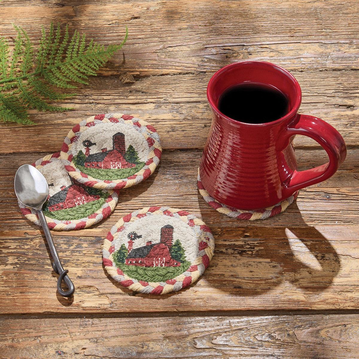 Barn Printed Braided Coasters - Set of 4 Park Designs - The Fox Decor