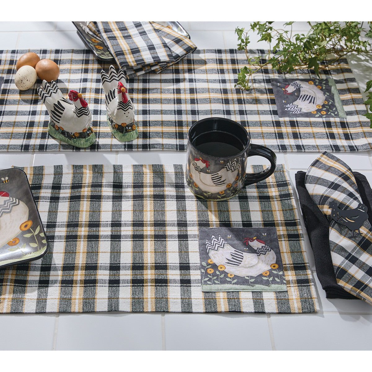 My Little White Hen Table Runner 36" L Set of 2 Park Designs - The Fox Decor
