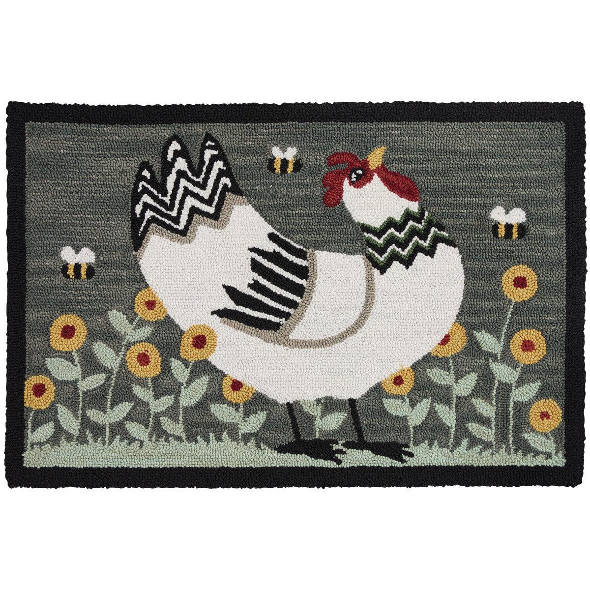 My Little White Hen Hooked Rug 2' x 3' Set of 2 Park Designs - The Fox Decor