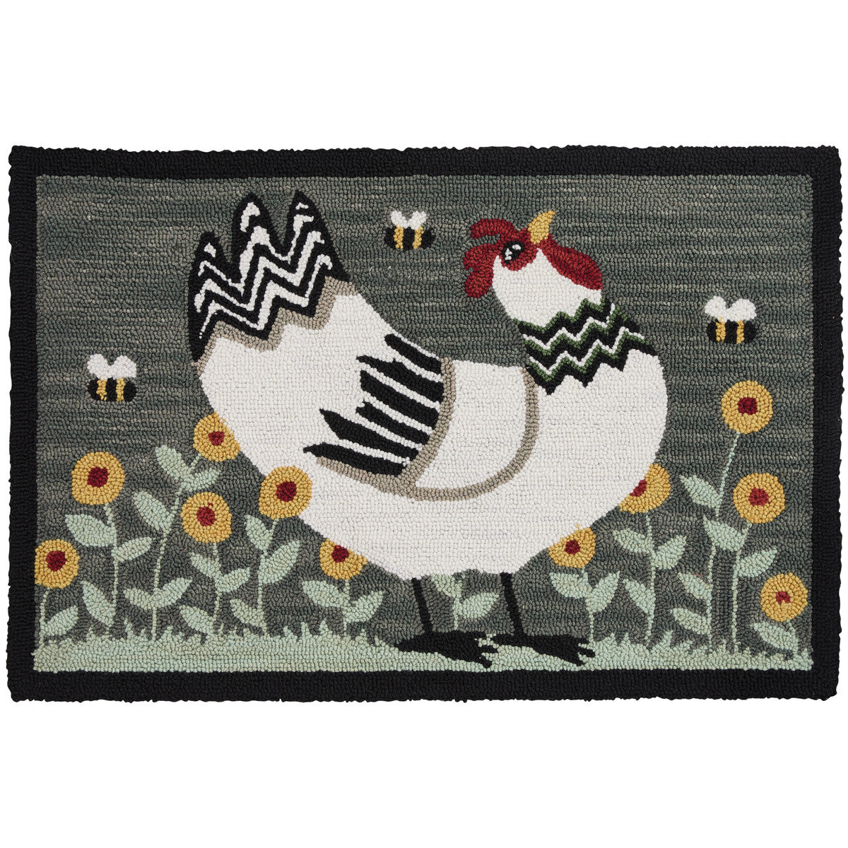 My Little White Hen Hooked Rug 2' x 3' Set of 2 Park Designs