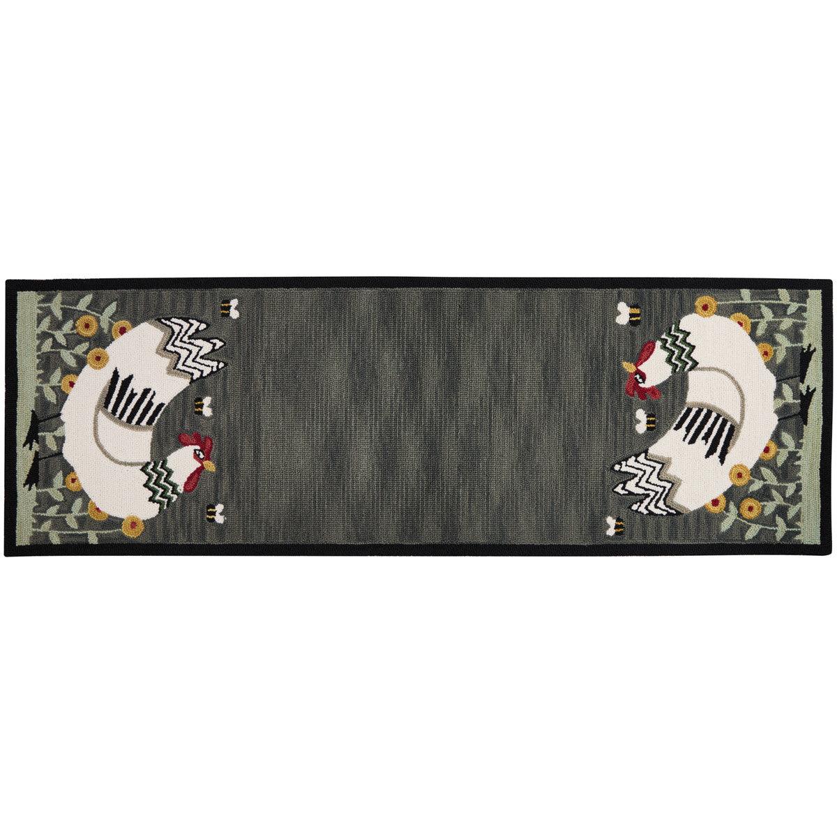 My Little White Hen Hooked Rug 2' x 6' Park Designs - The Fox Decor
