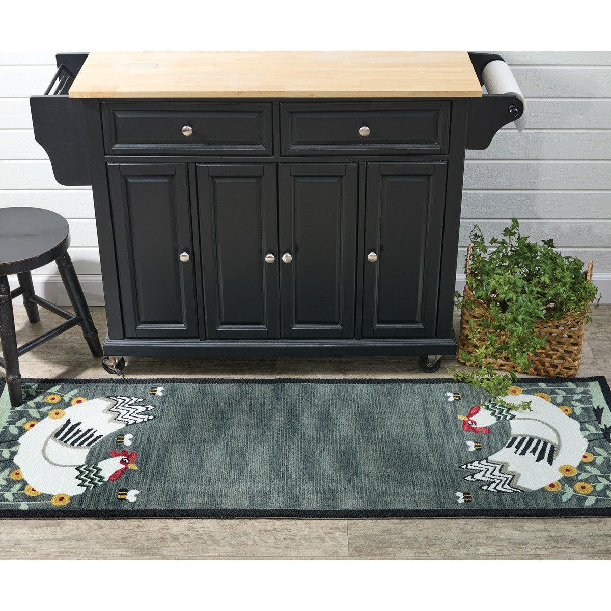 My Little White Hen Hooked Rug 2' x 6' Park Designs - The Fox Decor