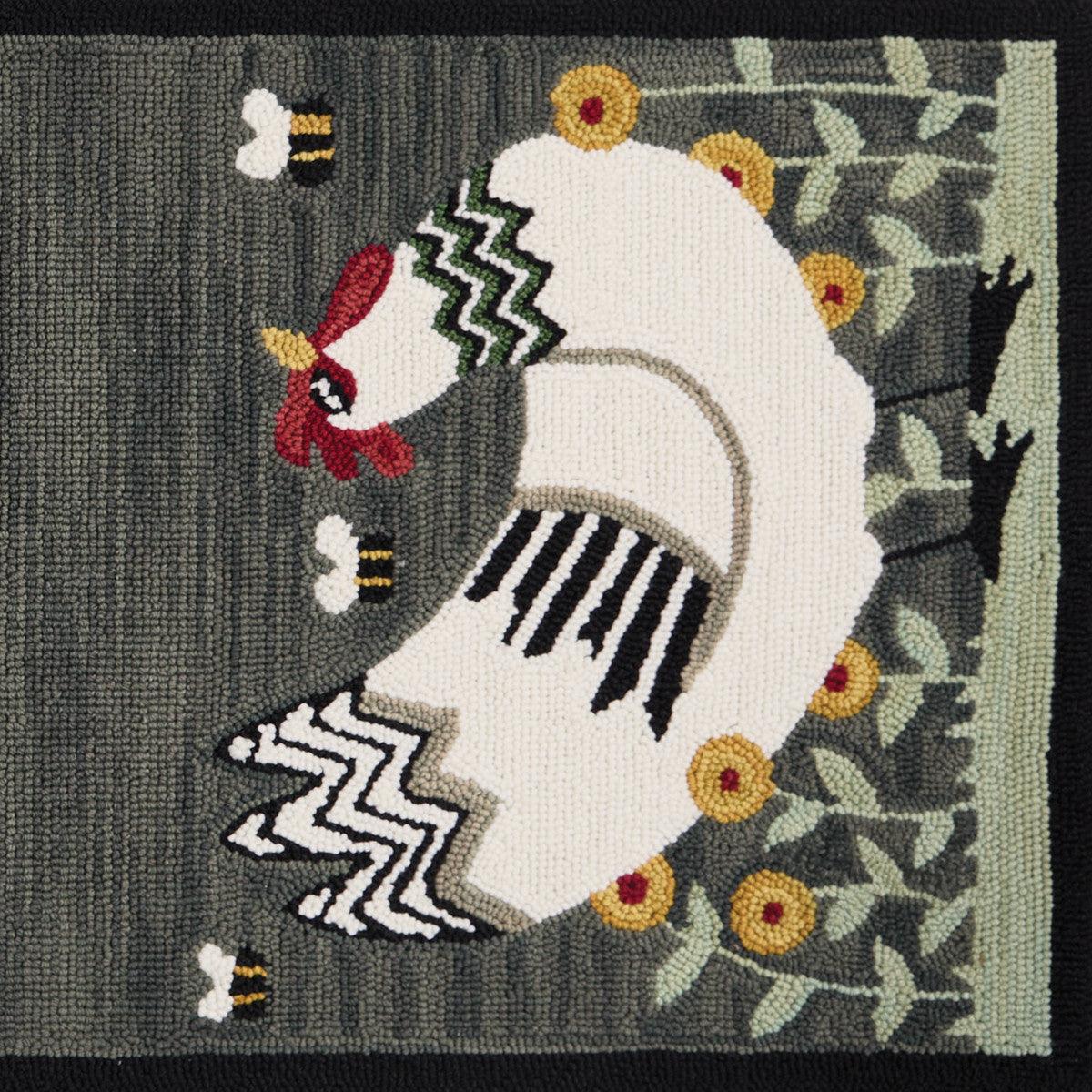 My Little White Hen Hooked Rug 2' x 6' Park Designs - The Fox Decor