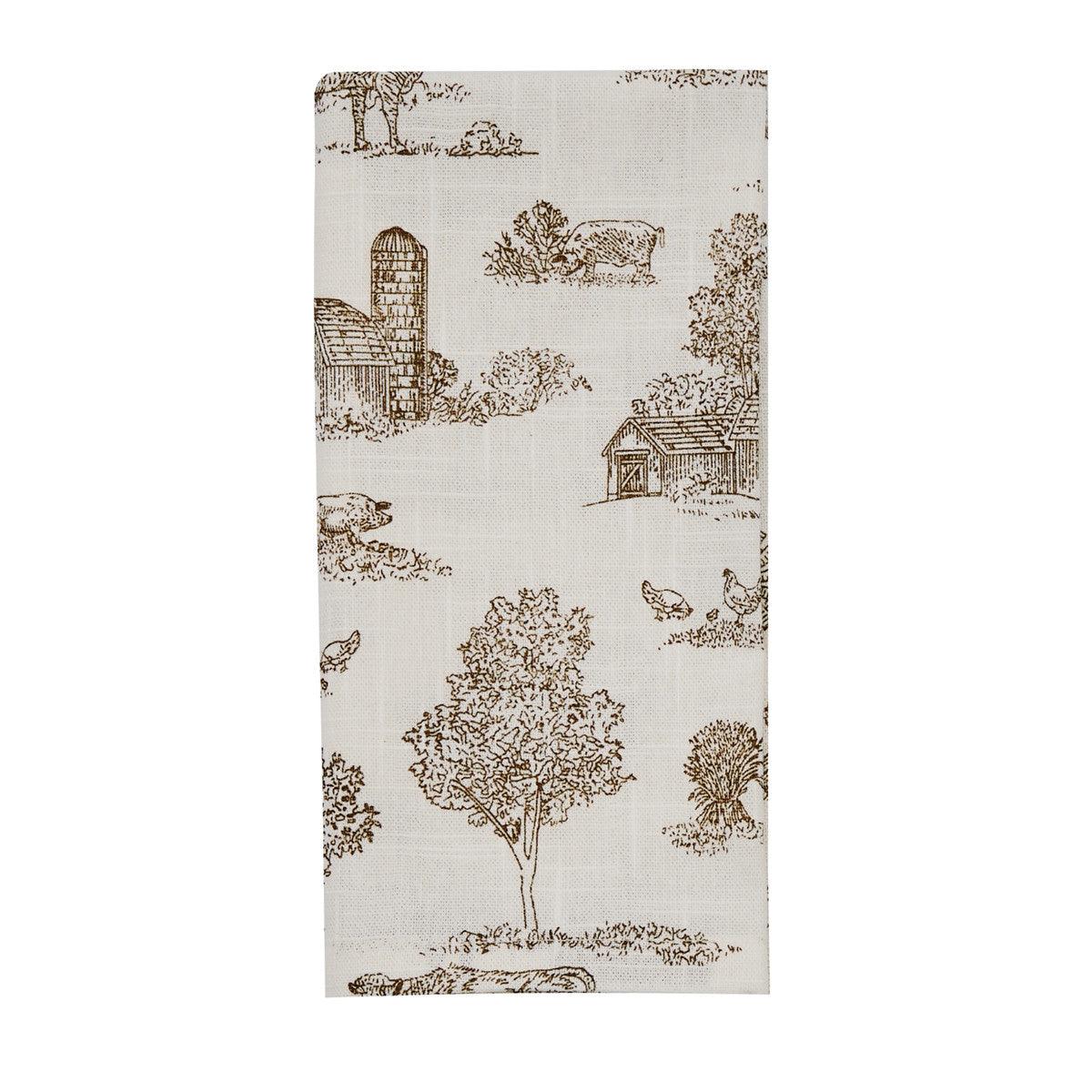 Down On The Farm Toile Napkins - Set Of 12 Check Park Designs - The Fox Decor